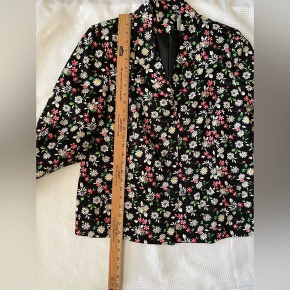 Alfred Dunner Blazer Spring Size 14 ditsy Floral Jacket Black - Picture 6 of 15